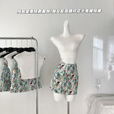 BXOXO - summer inspo Fashion Casual Solid Color Round Neck T-shirt Women Summer New Slim Fit Top Jacquard Skirt Two-piece Set